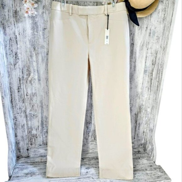 Banana Republic Women's Sloan Trousers Size 8 Natural Straight Leg Dress Pants - Picture 2 of 16